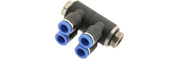 Mehrfachverteiler mit zylindrischem Gewinde, 4 fach