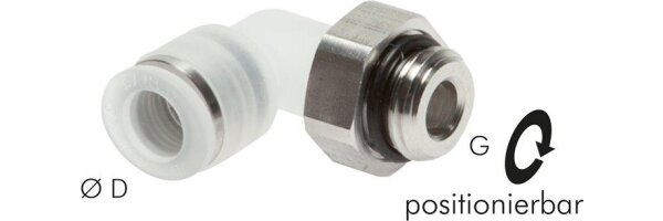 L-Steckverschraubungen, zylindrisches Gewinde, PP