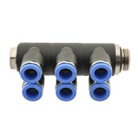 IQS Mehrfachverteiler 6 – Fach mit zylindrischem Außengewinde G 1/8“ – G 1/2“