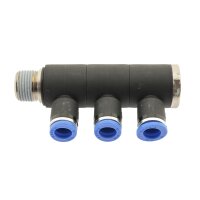IQS Mehrfachverteiler 3 – Fach mit Außengewinde R 1/8“ – R 1/2“ IQS Standard