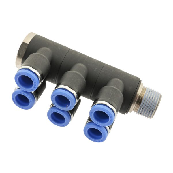 IQS Mehrfachverteiler 6 – Fach mit Außengewinde R 1/8“ – R 1/2“ IQS Standard