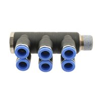 IQS Mehrfachverteiler 6 – Fach mit Außengewinde R 1/8“ – R 1/2“ IQS Standard