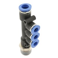 IQS T - Mehrfachverteiler Außengewinde 3 reduzierenden Abgängen R 1/8“ – R 3/8“
