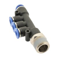 IQS T - Mehrfachverteiler Außengewinde 3 reduzierenden Abgängen R 1/8“ – R 3/8“