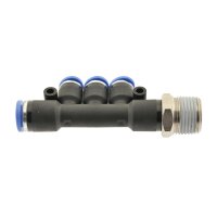 IQS T - Mehrfachverteiler Außengewinde 3 reduzierenden Abgängen R 1/8“ – R 3/8“