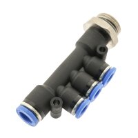 IQS T - Mehrfachverteiler Außengewinde 3 reduzierenden Abgängen G 1/8“ – G 3/8“