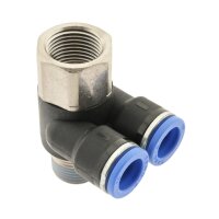 IQS Y-Steckverschraubung mit Innen- und Außengewinde M5 - R 1/2" IQS-Standard