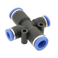IQS X – Steckverbindung Kreuz – Steckanschluss 2 reduzierte Abgänge Ø 6 - 12 mm