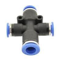IQS X – Steckverbindung Kreuz – Steckanschluss 2 reduzierte Abgänge Ø 6 - 12 mm