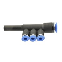 IQS T - Mehrfachverteiler mit 3 reduzierten Abgängen Ø: 4 – 10 mm Stecknippel