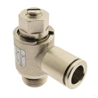 IQS Winkel Drosselrückschlagventil G 1/8“ – G 1/4“ ab- zuluftregelnd Messing