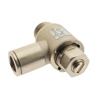 IQS Winkel Drosselrückschlagventil G 1/8“ – G 1/4“ ab- zuluftregelnd Messing