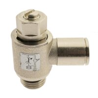 IQS Winkel Drosselrückschlagventil G 1/8“ – G 1/4“ ab- zuluftregelnd Messing