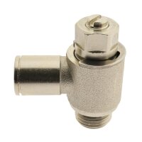IQS Winkel Drosselrückschlagventil G 1/8“ – G 1/4“ ab- zuluftregelnd Messing
