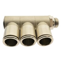 IQS L Steck - Mehrfachverteiler 3 Abgänge G-Gewinde Winkelverteiler Messing ver.
