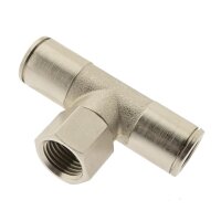 IQS T-Steckanschluss G Innengewinde Messing vernickelt 4–10mm Pneumatik Stecker