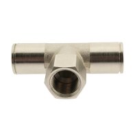 IQS T-Steckanschluss G Innengewinde Messing vernickelt 4–10mm Pneumatik Stecker