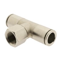 IQS T-Steckanschluss G Innengewinde Messing vernickelt 4–10mm Pneumatik Stecker