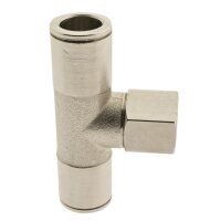 IQS T-Steckanschluss G Innengewinde Messing vernickelt 4–10mm Pneumatik Stecker