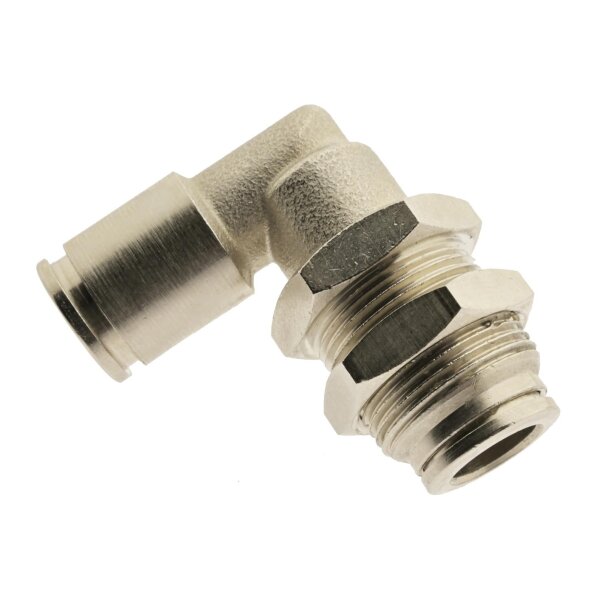 IQS Winkel – Schott - Steckanschluss Messing vernickelt 4–12mm Pneumatik Stecker