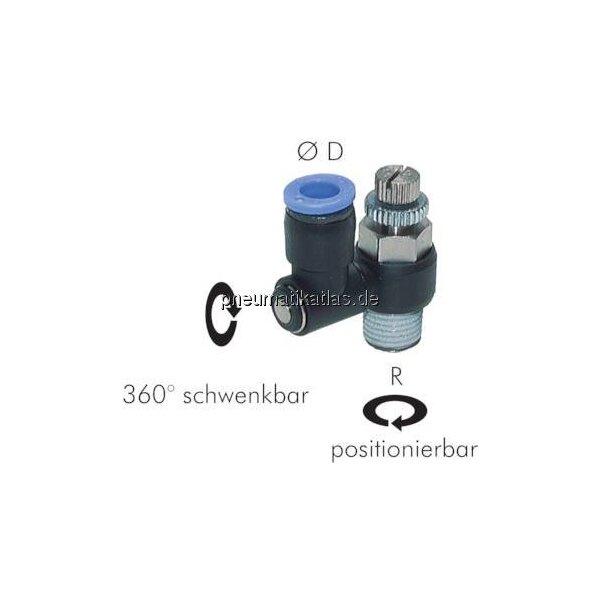 Drosselrückschlagventil R 3/8"  -8mm, abluftregelnd