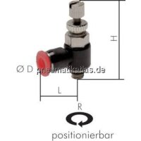 Mini-Winkel-Drosselrückschlag- ventile R 1/8"-4mm
