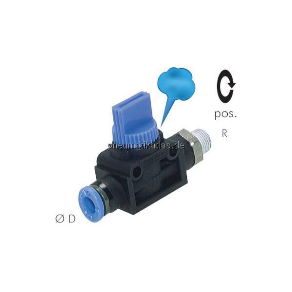 3/2-Wege-Absperrventil R 1/2"- 12mm, Gewindeseite entlüftend