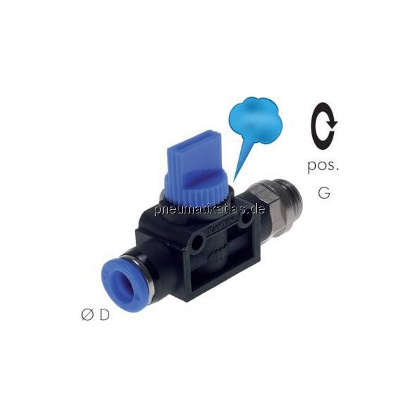 3/2-Wege-Absperrventil G 1/8"- 6mm, Gewindeseite entlüftend